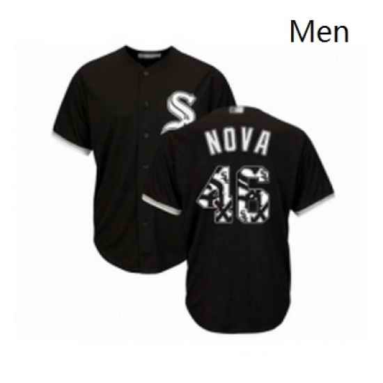 Mens Chicago White Sox 46 Ivan Nova Authentic Black Team Logo Fashion Cool Base Baseball Jersey